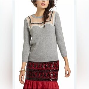 Anthropologie Field Flower Windowpane Houndstooth Sweater NWOT